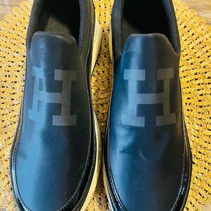 Fashion HermesMen's Black Slip-On Leather Casual Shoes